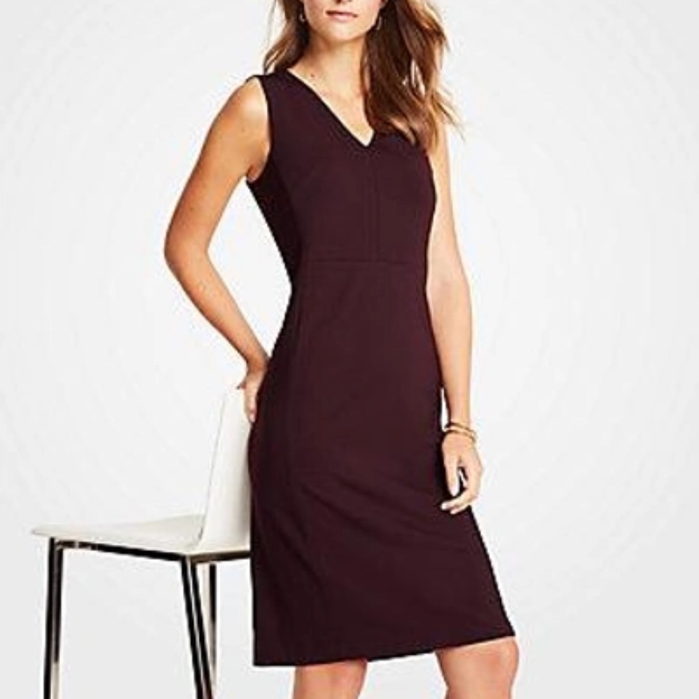Ann Taylor Ponte Sheath Dress Plum Raisin